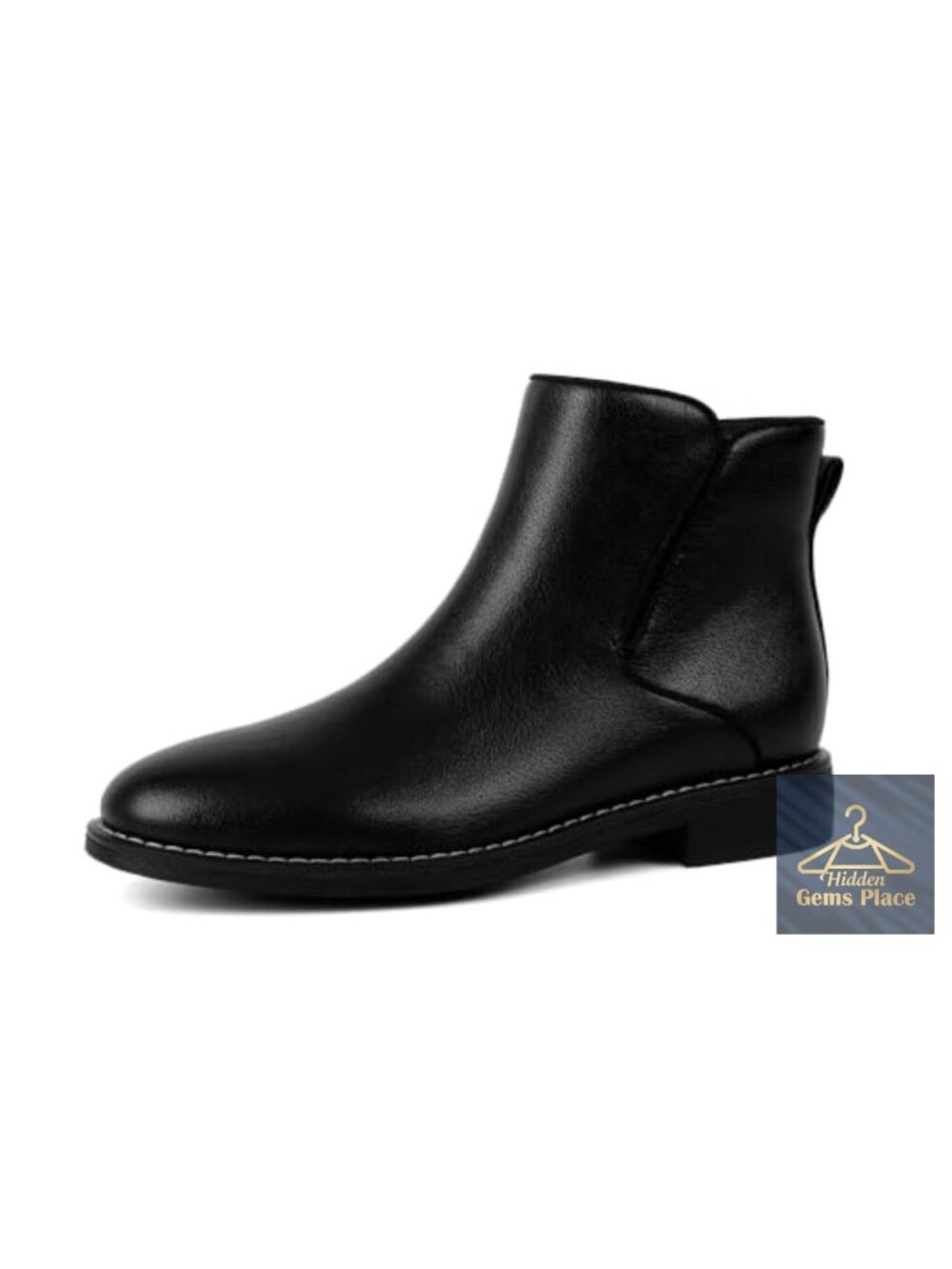Women's Low Heel Rounded Toe Ankle Boots with Side Zipper